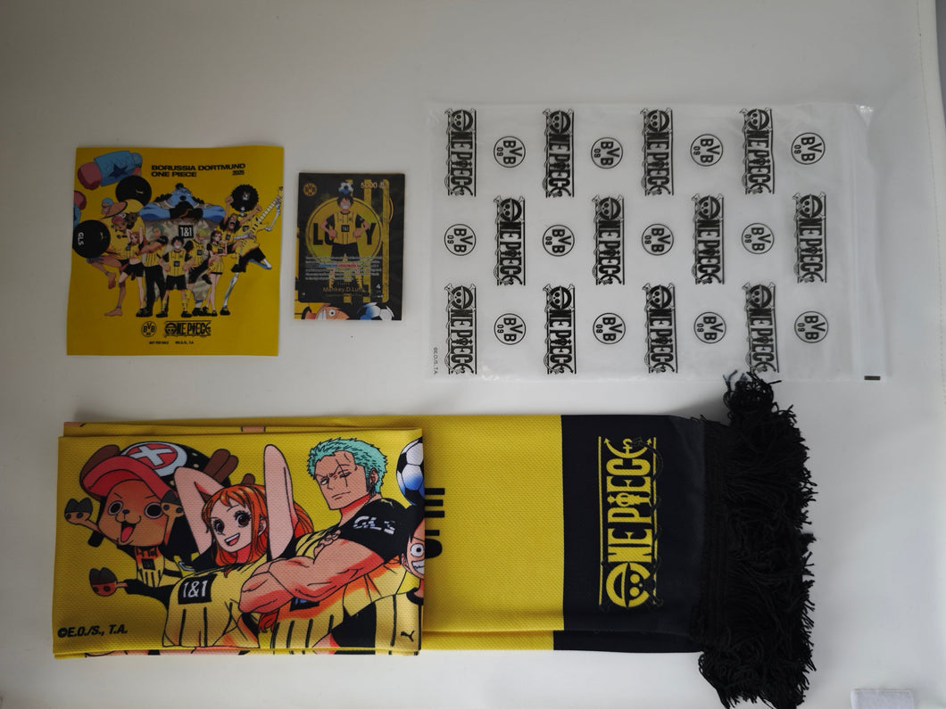 ONE PIECE & BVB Dortmund Promo Goodie Bag Card Monkey.D.Luffy | Scarf Sticker