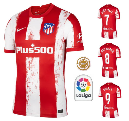 Atletico Madrid 2021-2022 Home La Liga + Spielernummer