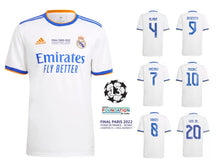 Cargar imagen en el visor de la galería, Real Madrid Champions League Final Paris 2022 + Spielernummer